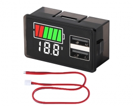 DC8-30V Battery Capacity Monitor with Voltage Display, 2-USB Port Voltage and Power Display Meter, Suitable for Car/Boats/Electric Bicycle